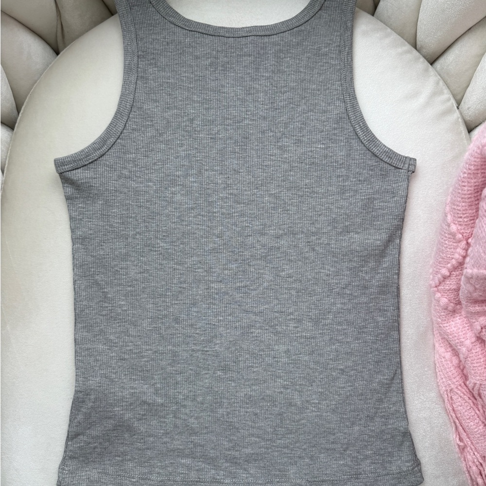 Loewe Grey Ribbed Tank Top with  Logo - Picture 5 of 5